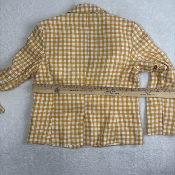 Ann Taylor Yellow Plaid Long Sleeve Blazer Suit Jacket Women's 2 - Picture 5 of 7